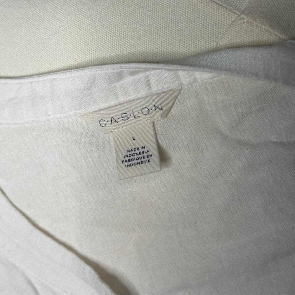 New Caslon Eyelet Floral Top Embroidered Cutwork Linen Blend Popover Split Neck - Picture 4 of 6